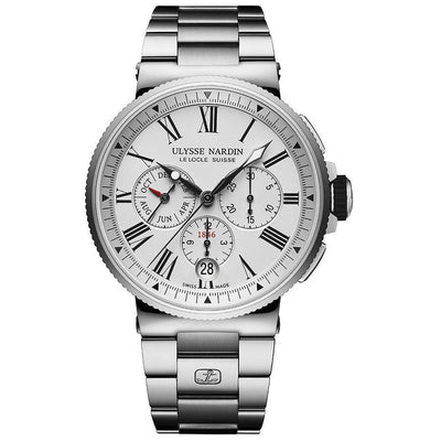 Ulysse Nardin Marine Chronograph 43mm 1533-150-7M/40 White Dial-First Class Timepieces