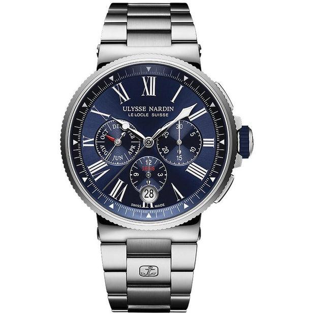 Ulysse Nardin Marine Chronograph 43mm 1533-150-7M/43 Blue Dial-First Class Timepieces