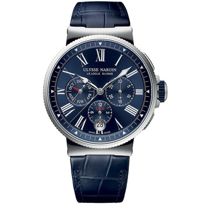 Ulysse Nardin Marine Chronograph 43mm 1533-150/43 Blue Dial-First Class Timepieces
